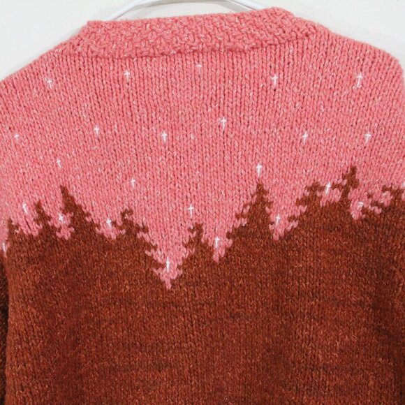 Women Chunky Knit Cardigan Sweater Hand knit Large XL Del Mundo Vintage Heavy - Picture 9 of 11